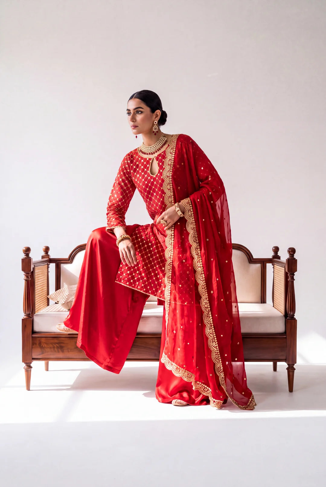 Red Jacquard – Luxury Pret Ensemble