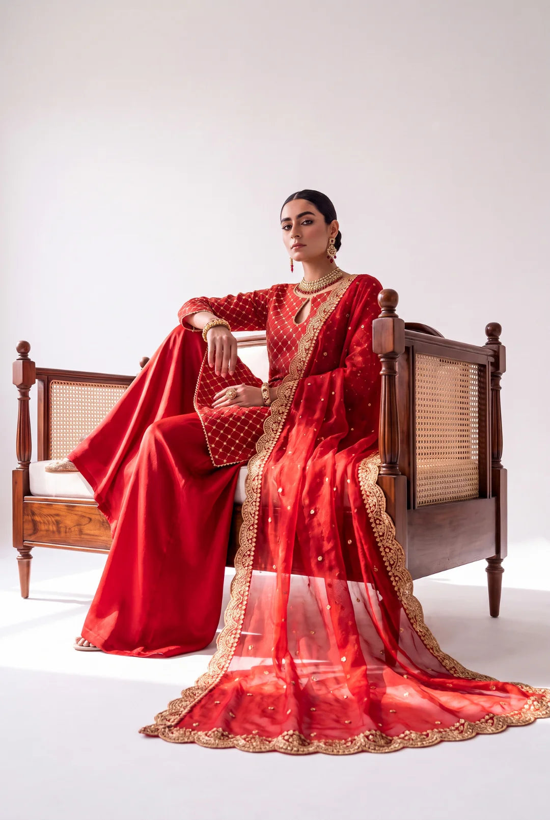 Red Jacquard – Luxury Pret Ensemble