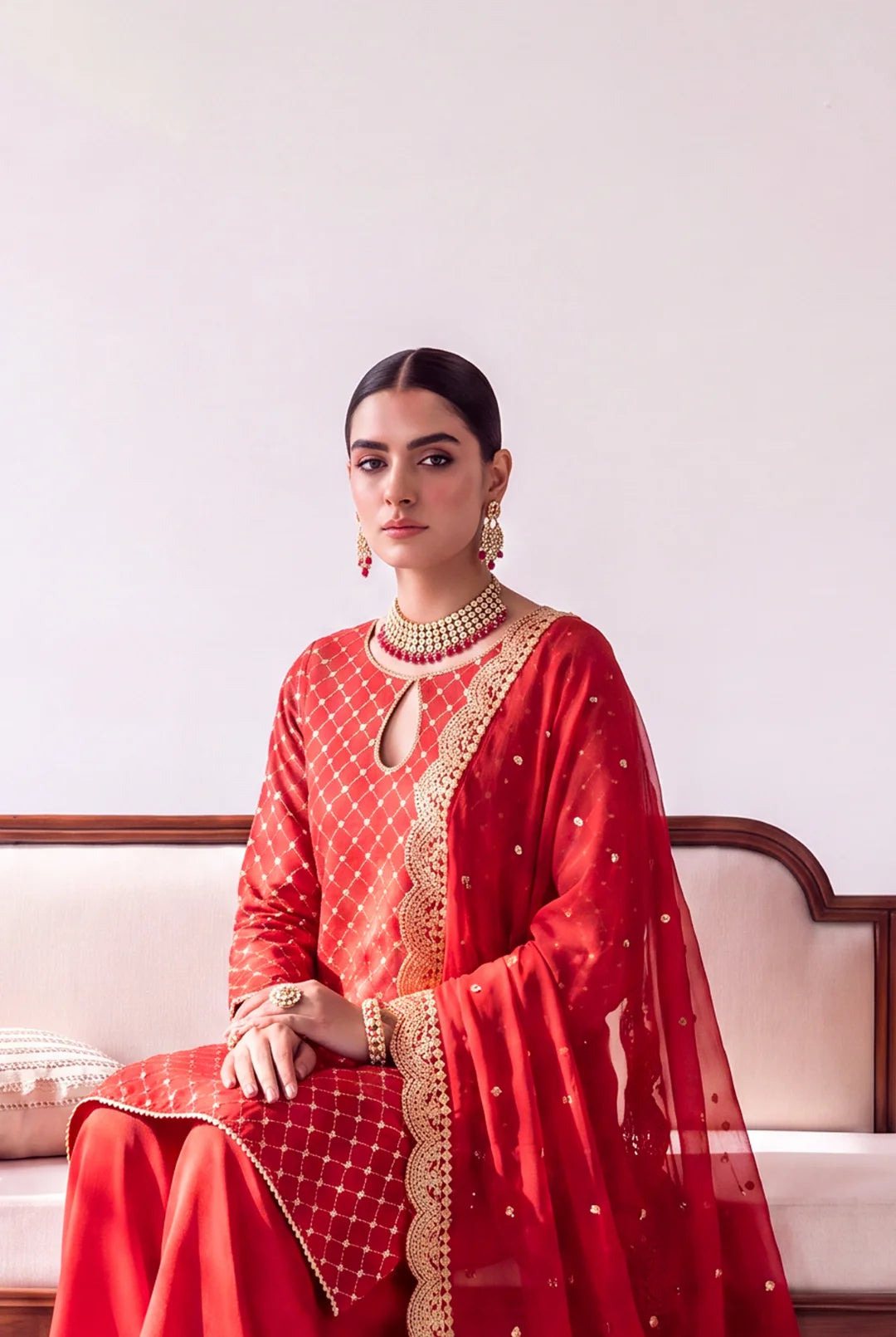 Red Jacquard – Luxury Pret Ensemble