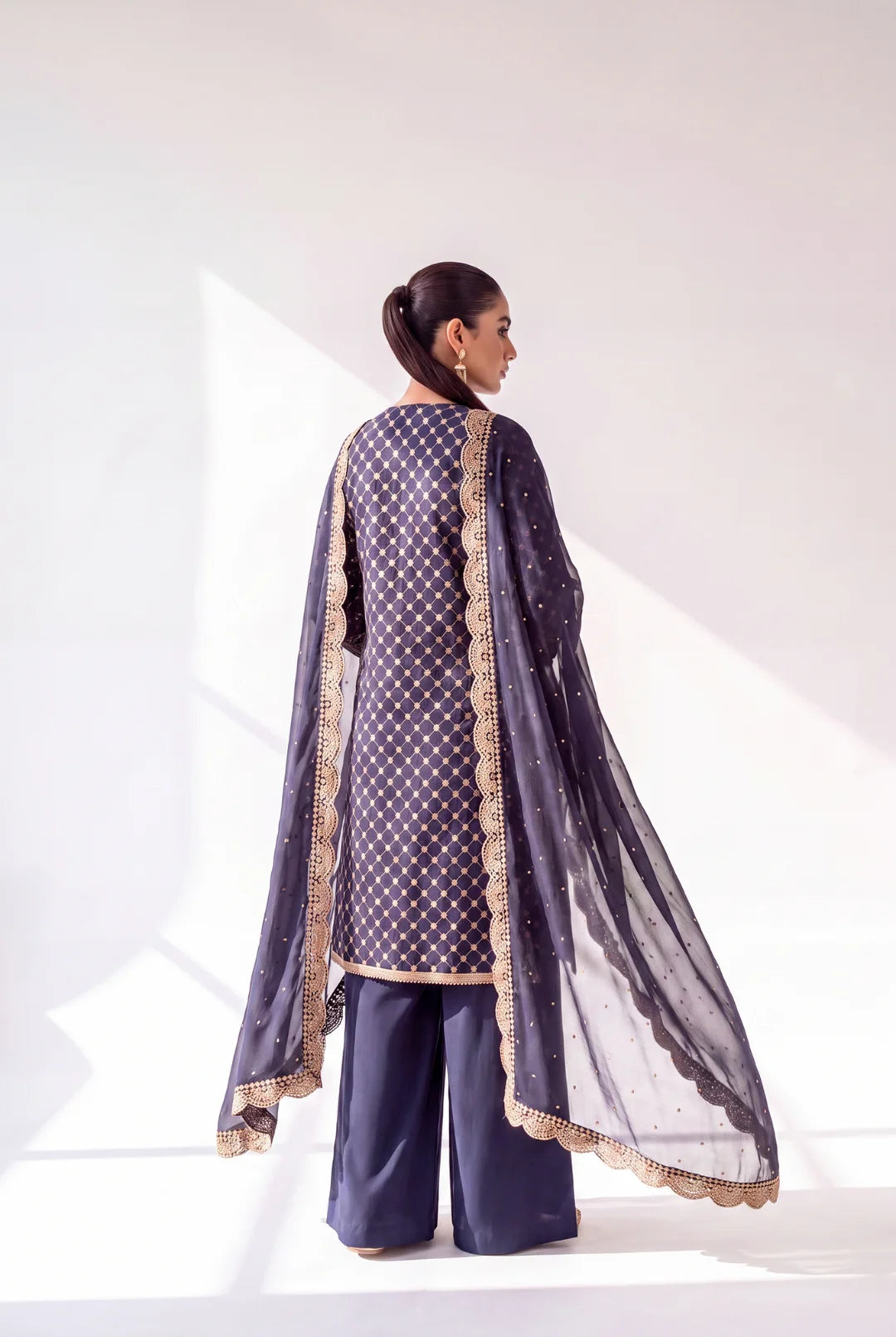 Navy Blue Jacquard – Luxury Pret Ensemble