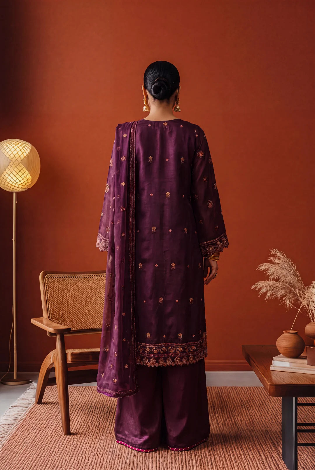 Tali – Deep Plum / Mulberry Embroidered Ensemble