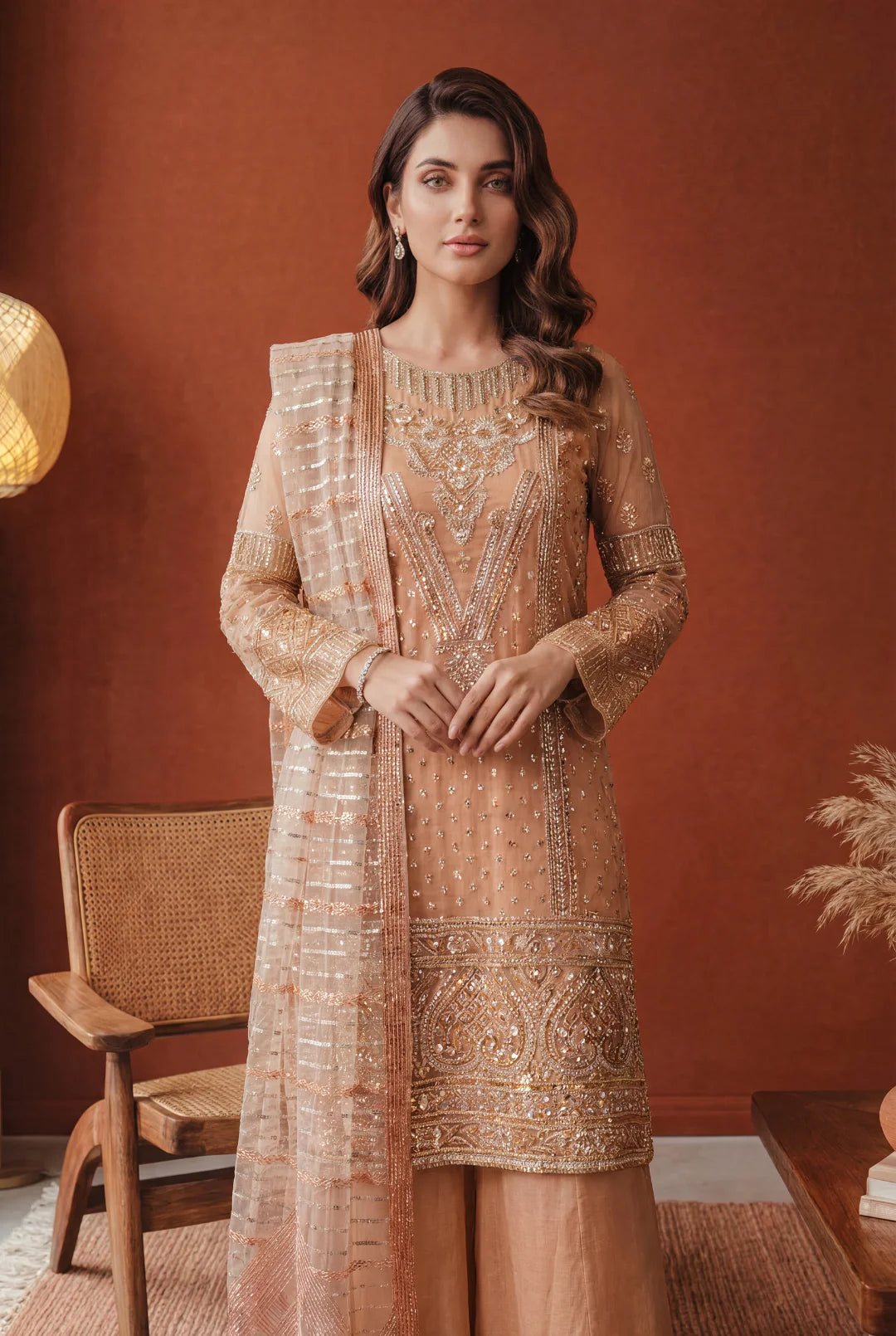 Celestial Blush – Luxury Embroidered 3-Piece Formal Suit