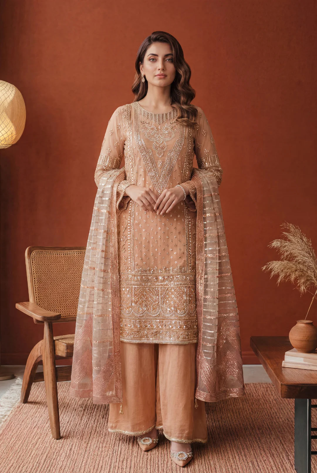 Celestial Blush – Luxury Embroidered 3-Piece Formal Suit