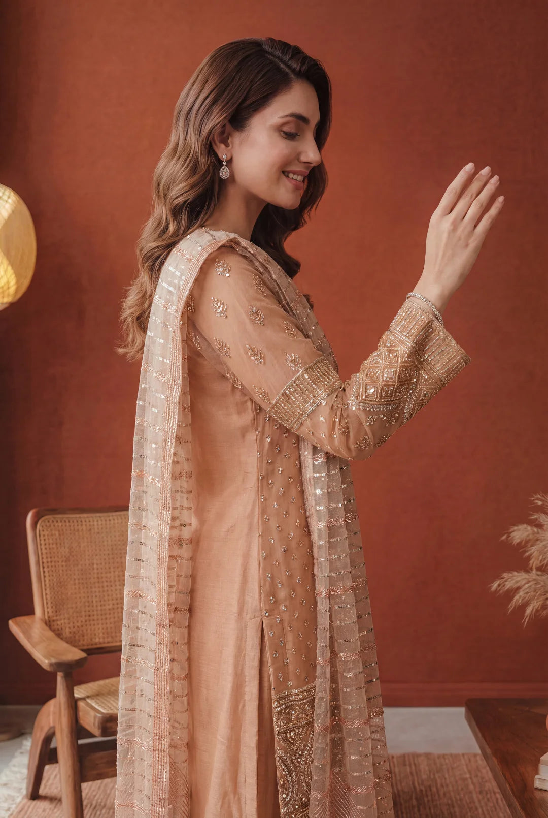 Celestial Blush – Luxury Embroidered 3-Piece Formal Suit