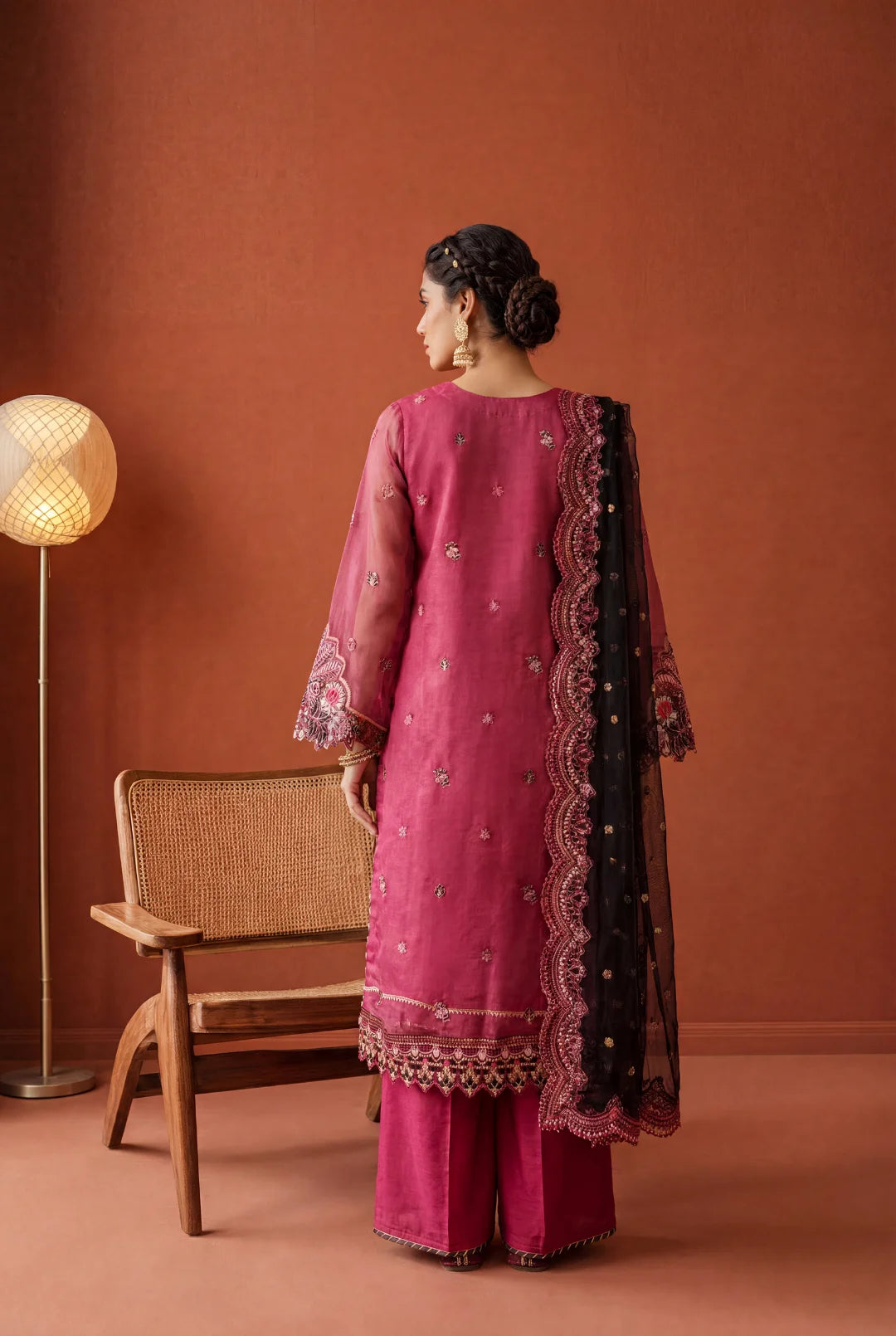 NOOR-2-A – Plum / Magenta Embroidered Ensemble